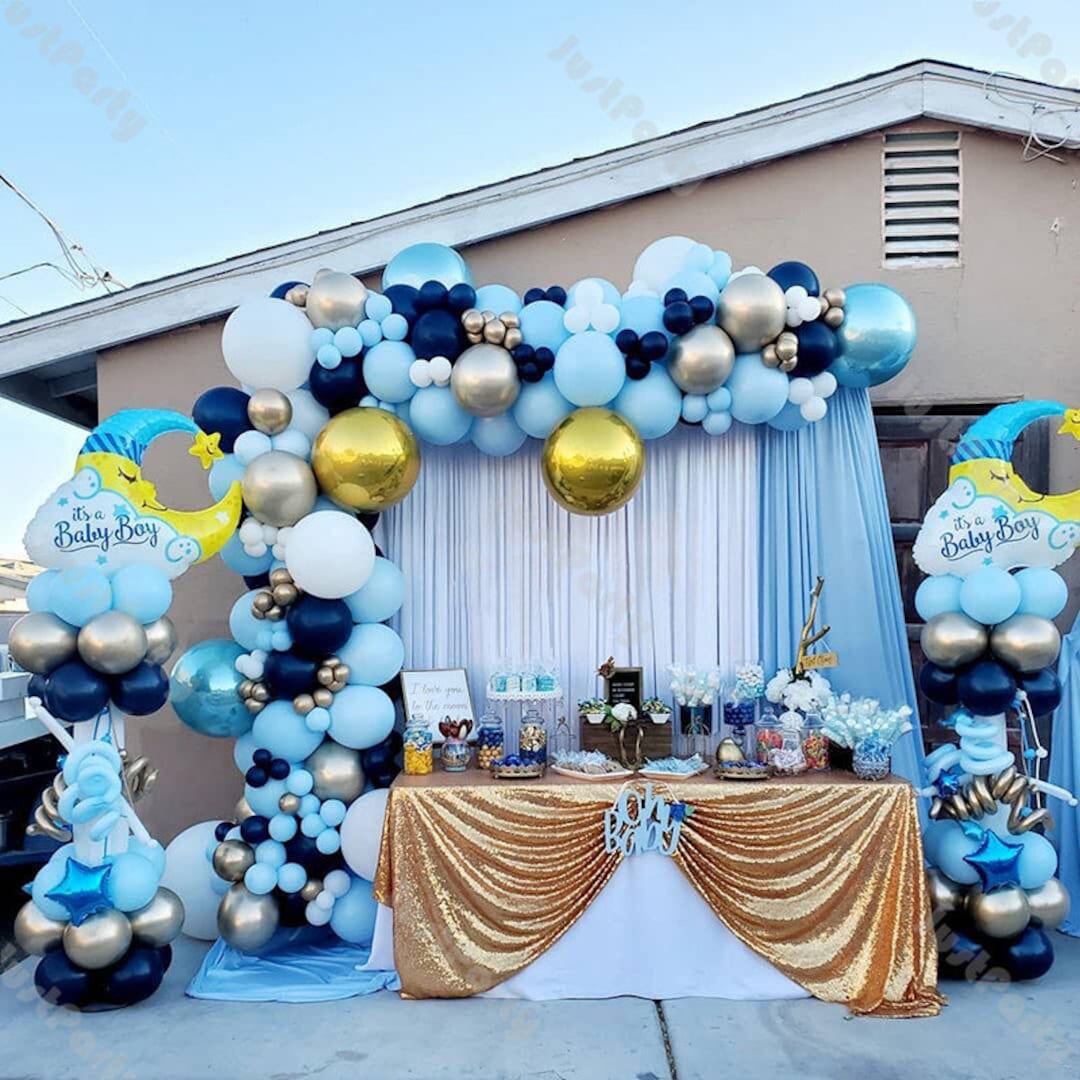 TONIFUL 4 Blue White Gold Balloon Centerpieces For - View #7
