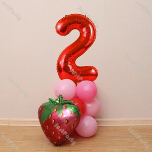 14pcs Strawberry Balloon Garland Kit Princess Birthday Pastel Baby Shower Gender Reveal Summer Pool Party Decor Wedding Graduation Globos
