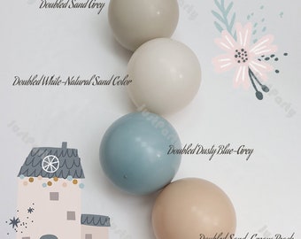 Doubled Dusty Blue White Sand Balloons Garland Arch DIY Boho Wedding Boy Birthday Party Baby Shower Bridal Shower Decorations Photo Backdrop