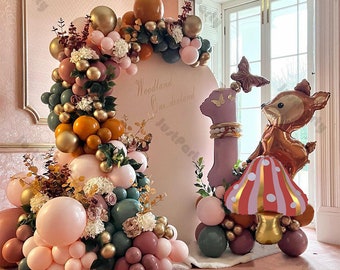 154 Stück Waldtier Party Ballon Girlande Set Dschungel Hirsch Pilz Ballon Bogen Waldland Baby Shower Gender Reveal Kid Birthday Party Dekor