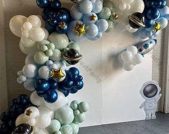 156pcs Galaxy Balloons Arch Kit Outer Space Rocket Ship Foil Balloon Garland Astronaut Boys 1st 2nd 3rd Birthday Party To the Moon Decor