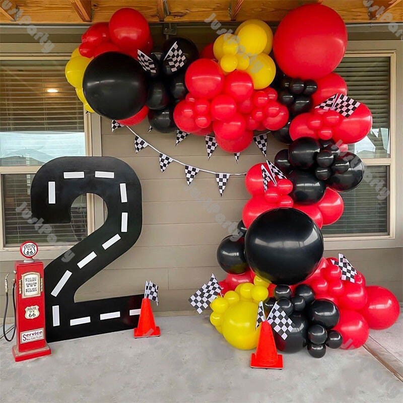 Birthday Decorations for Women Red Black and Gold High Heels Backdrop  Balloon Arch Kit Red and Black for 30th 40th 50th 60th