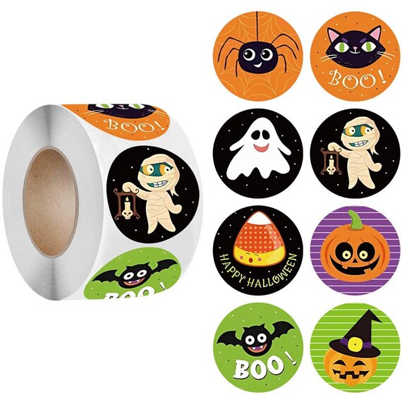 YKKJ Packung Mit 500 Halloween Aufklebern – 8 Motive, Selbstklebend, Für Dekoration & Geschenke