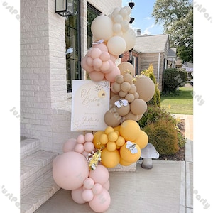 102pcs Bee Balloon Arch Sand Brown Boho Globos Baby Shower Gender Reveal Bee Party Decoration Happy Birthday Wedding Retro Bridal Shower