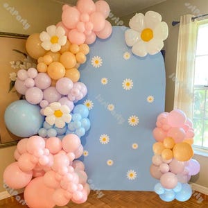 102pcs Two Sweet Daisy Flower Balloons Garland Kit Groovy One Balloon Arch Pink Blue Blush Decor Baby Shower Wedding Birthday Party Supplies