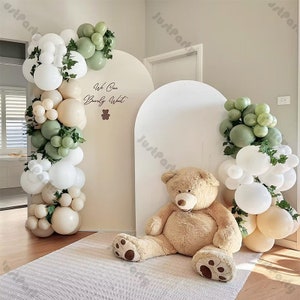 109pcs Green Sand White Latex Balloons Garland Set Neutral Balloon Arch Baby Shower 1st 2nd Birthday Party Wedding Anniversary Decorations