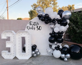97pcs Matte Black White Balloons Garland Arch Kit Anniversary