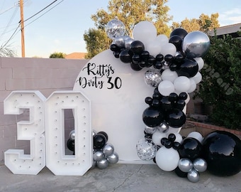 97pcs Matte Black White Balloons Garland Arch Kit Anniversary Decoration Wedding Supplies Birthday Party Engagement Bridal Shower Decor