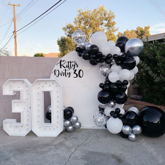 Black and White Birthday Party Decorations for Women, Black White Balloon  Arch Garland, White Black Happy Birthday Banner, Black Birthday Hanging