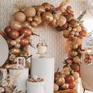 157pcs Doubled Apricot Mocha Brown Chrome Rose Gold Balloon Garland Arch Kit Wedding Decoration Baby Shower Birthday Party Supplies