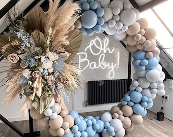 165pcs/140pcs Doubled Light Blue Apricot Taupe Balloon Garland Arch Kit Wedding Supplies Baby Shower Birthday Party Anniversary Decorations