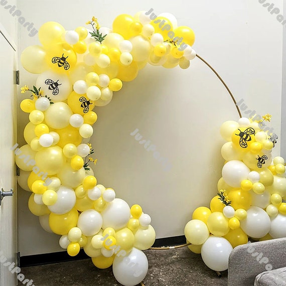 Buy 150pcs Matte Yellow White Balloon Garland Bee Theme Birthday ...