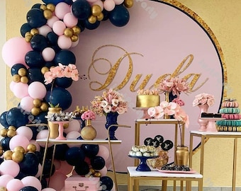 121pcs Matte Navy Blue Macaron Baby Pink Chrome Gold Balloon Garland Arch Gender Reveal Decoration Wedding Baby Shower Birthday Party Decor