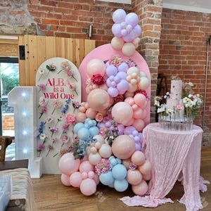 147pcs Dusk Pink Blue Balloon Garland Arch Kit Boys 1st Birthday Retro Baby Shower Gender Reveal Decorations Graduation Wedding Globos