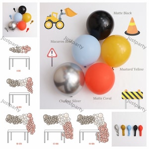 Custom Construction Party Balloons Garland Matte Latex Balloon Arch Boy Baby Shower 1st 2nd Birthday Party Baptism Christening Decorations