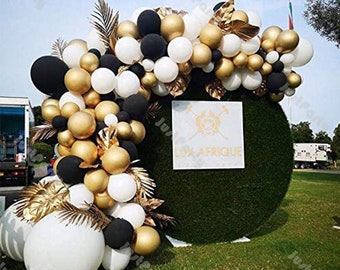 147pcs Matte Black White Chrome Gold Balloon Garland Arch Kit DIY Wedding Supplies Birthday Party Baby Shower Anniversary Decoration