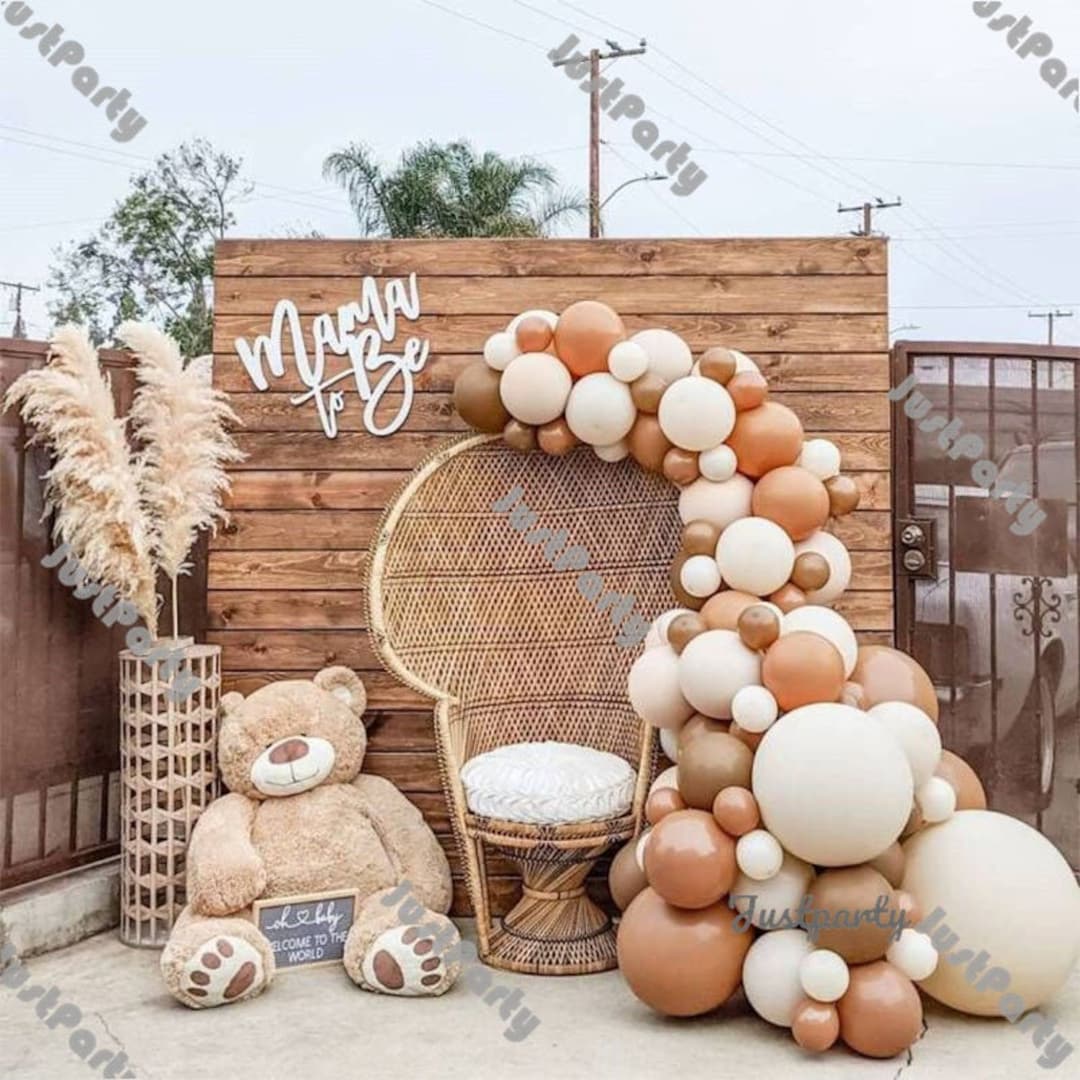 BIRTHDAY BASHバースデーバッシュ★キャメルブラウン ナイロン コート 87pcs Natural Sand Color and Mocha Brown Neutral Balloon Garland
