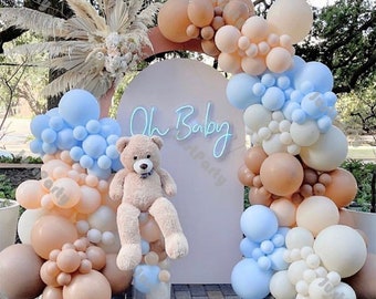 126/202pcs Cocoa Mocha Brown Macaron Blue Cream Peach Matte White Balloon Garland Arch Kit Baby Shower 1st Birthday Party Wedding Decoration