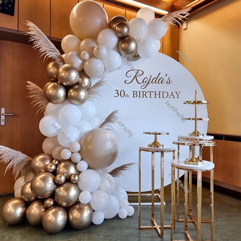 Arche de Ballon Blanc et Or 100Pcs Guirlande de Ballons Anniversaire pour  Baby Shower Fête Mariage Noël Nouvel An Fête de Filles