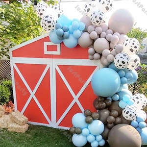 118pcs Cowboy Cowgirl Balloon Garland Arch Kit Cow Print Animal Balloons Kit  Giddy Up Country Farm Balloons Decor Barnyard Party Decoration