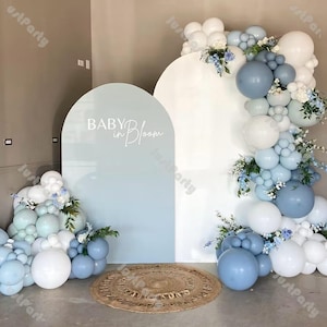 154pcs Birthday Balloon Garland Arch Kit Dusty Blue White Wedding Balloons Pastel Baby Shower Gender Reveal Decoration Bride to Be