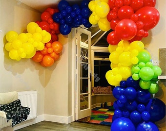 161pcs Colorful Balloon Garland Kit – Red, Yellow, Blue, Orange Party Decor