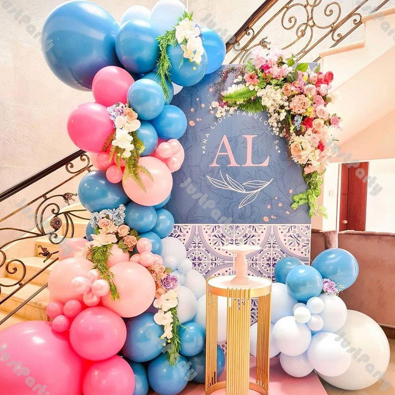 pink and blue balloon garland kit