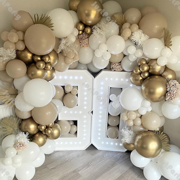 140pcs Matte Beige Balloons Garland Baby Shower Decorations Chrome Gold White Balloon Arch DIY Wedding Birthday Party Bridal Shower Backdrop