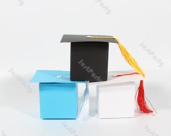 Set von 5 Abschlusskappe Geschenkbox Papier Leckerei Boxen Abschlusshut Favor Boxes Abschlusskappe Blumenstrauß Box Abschlussfeier Candy Halter