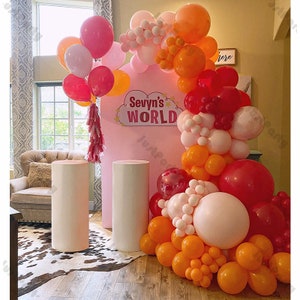 123pcs Orange Pink Red Balloons Garland Arch Kit Baptism Girl Baby Shower 1st 2nd Birthday Party Decorations Wedding Bride to Be Supplies