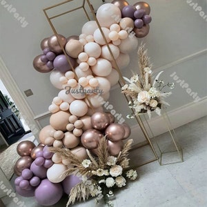 120pcs Doubled Cream Peach and Doubled Purple Balloon Garland Arch Kit Wedding Decoration Bridal Shower Baby Shower Birthday Party Decor