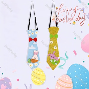 Easter Bunny Necktie Spring Neck Tie for Boys Easter Decorative Tie Mens Novelty Necktie Easter Gift Baby Shower Kids Birthday Supplies