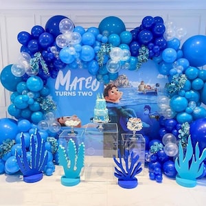 127/217pcs Marine Theme Balloon Garland Blue Birthday Party Decoration Matte Royal Blue Transparent Balloon Arch Kit Baby Shower Decorations