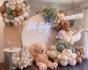192/112pcs Doubled Blush and Dusty Green Balloon Garland Arch Kit Baby Shower Decoration Kids 1st Birthday Party Decoration Wedding Supplies