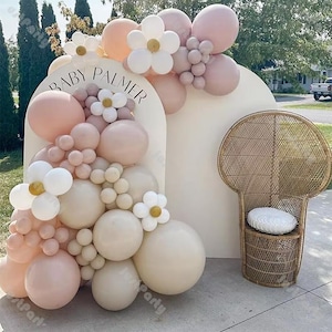 115pcs Pink Sand Flower Balloon Kit Baby Shower Girl Happy Birthday Gender Reveal Retro Balloon Arch Wedding Party Supplies Daisy Backdrop