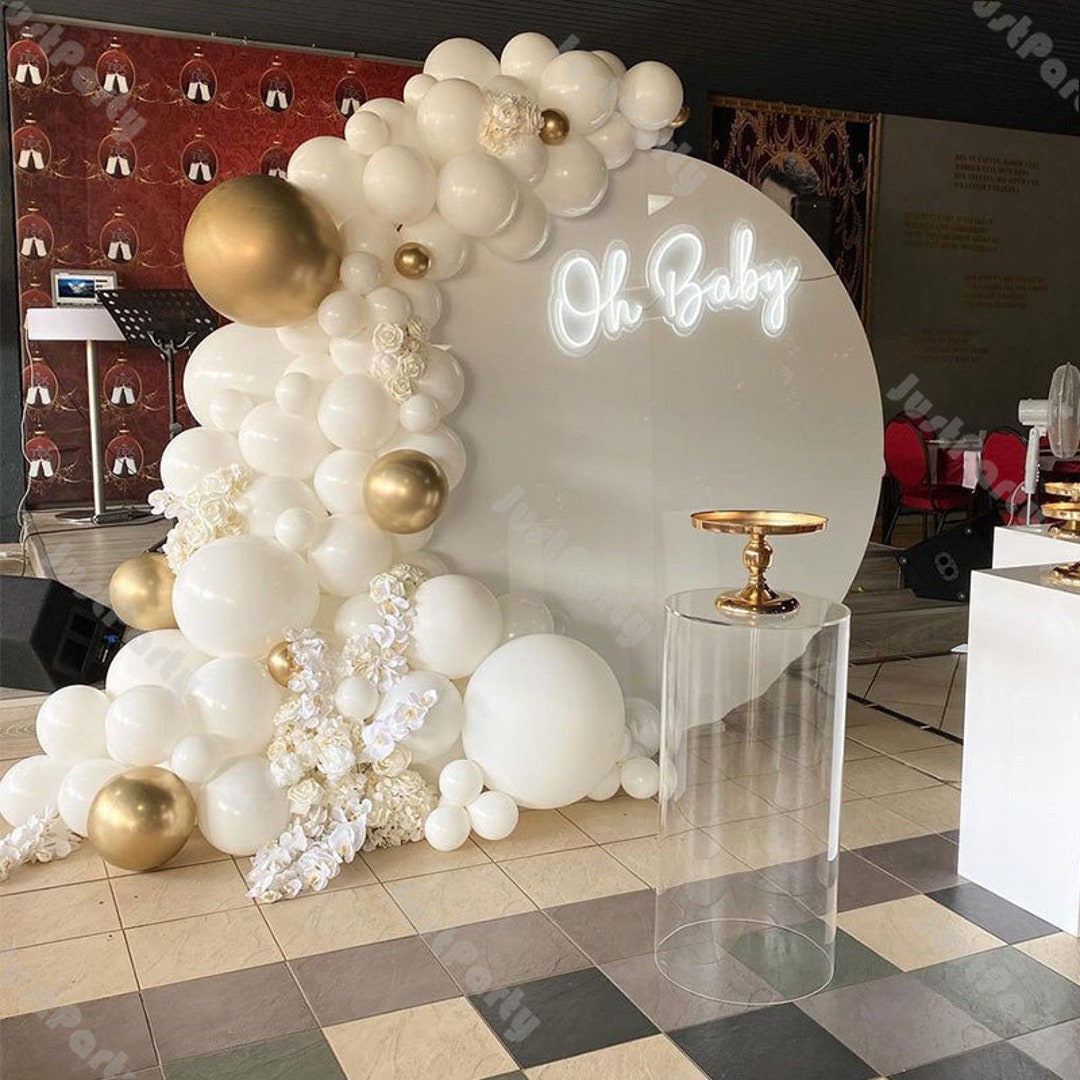 102pcs Matte White Chrome Gold Balloon Arch Garland Kit Wedding Party ...