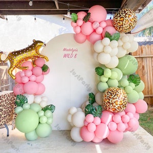 130pcs Wild One Birthday Balloons Garland Set Cheetah Foil Jungle Safari Balloon Arch Kids Baby Shower Baptism Christening Decor Supplies