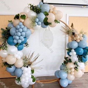 130pcs Slate Blue Balloon Garland Kit Boy Birthday Decoration Macaron Blue Matte White Beige Balloon Arch Wedding Supplies Baby Shower Decor
