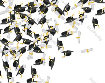 Juego de 100 confeti para sombreros de graduación, recortes de graduación, troqueles para birretes de graduación, suministros para fiestas temáticas de graduación, adornos de mesa para graduación