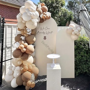 98pcs Retro Balloons Garland Set Caramel Sand White Latex Balloon Arch Boho Birthday Party Baby Shower Wedding Anniversary Decor Supplies