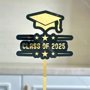 Gold Black Acrylic Graduation Cake Topper Personalized Cupcake Tag 2025 Graduation Gift Topper Birthday Party Cake Decoration Party Supplies