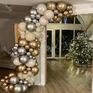 105pcs Chrome Gold Balloons Garland Kit Wedding Supplies Metal Silver Natural Sand Balloon Arch Birthday Party Background Baby Shower Decor