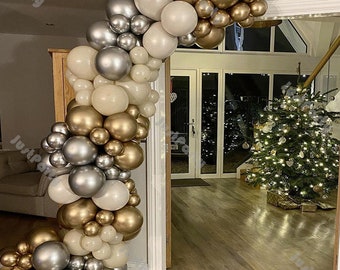 105pcs Chrome Gold Balloons Garland Kit Wedding Supplies Metal Silver Natural Sand Balloon Arch Birthday Party Background Baby Shower Decor
