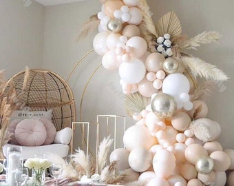 120pcs Doubled Cream Peach Matte White Balloons Garland Arch Kit Wedding Bridal Shower Baby Shower Birthday Party Engagement Decoration