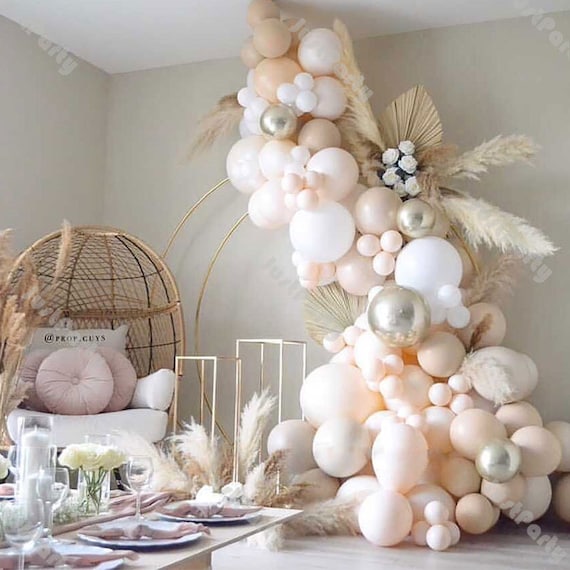 Pearl White Balloons Arch Kit - 72 Piece Double Stuffed Balloons With Garland Strip