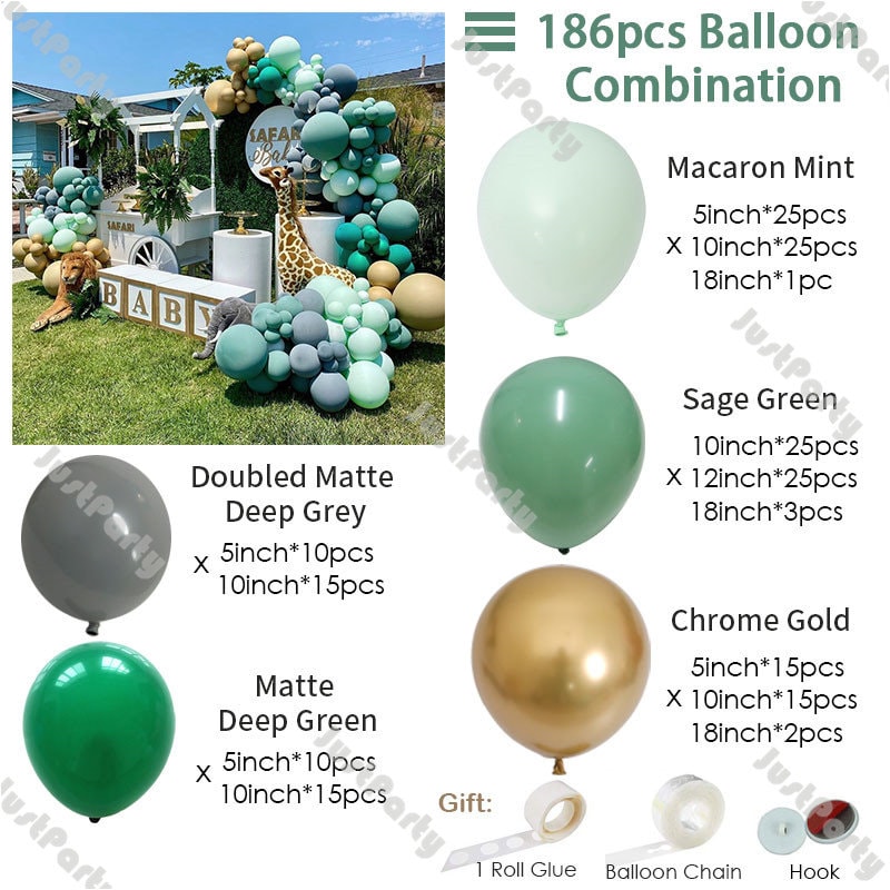 Safari Jungle Balloon Garland Kit - 108 Pcs Sage Green, Apricot, Gold Balloons For Baby Shower & Birthday - View #6