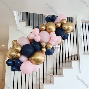 65pcs Pink Navy Blue Balloons Garland Arch Kit Gold Balloons Set for Gender Reveal Decoration Wedding Supplies Birthday Baby Shower Decor
