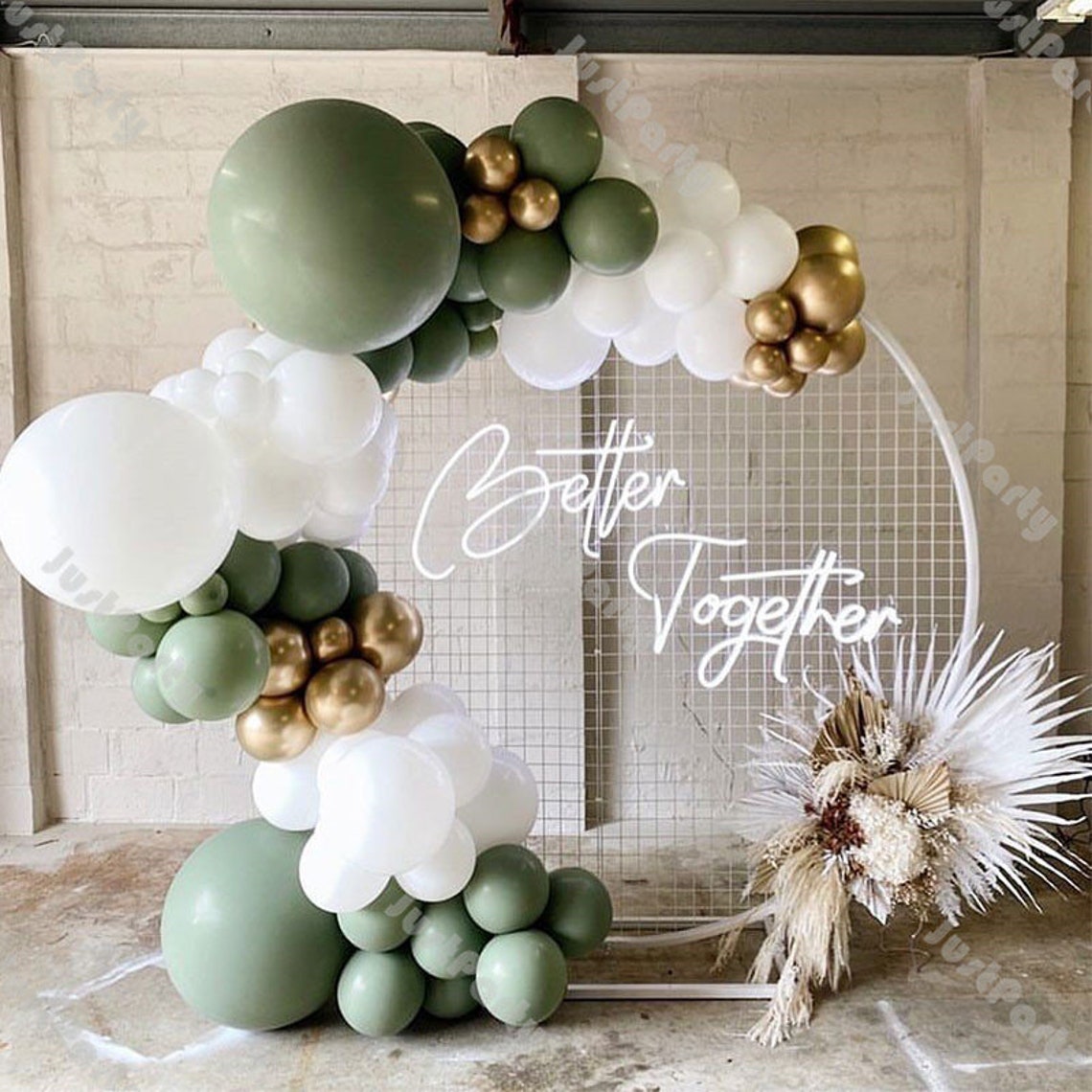 83pcs Dusty Green Matte White Chrome Gold Balloon Garland Arch image 1