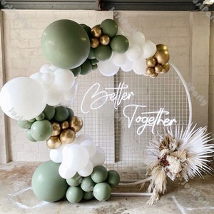 83pcs Dusty Green Matte White Chrome Gold Eucalyptus Balloon Garland Arch Baby Shower Bridal Birthday Party Wedding Engagement Decorations