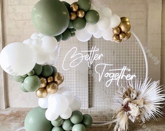 83pcs Dusty Green Matte White Chrome Gold Eucalyptus Balloon Garland Arch Baby Shower Bridal Birthday Party Wedding Engagement Decorations